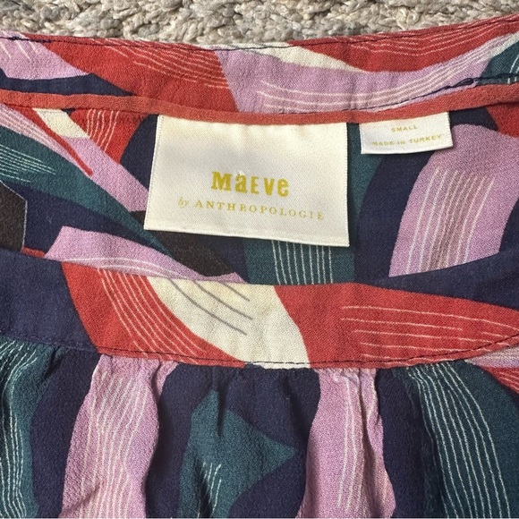 Maeve Anthropologie Cheyenne Bird Print Peplum Top blouse small artistic bold - Picture 5 of 9